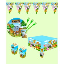 Evabrite Safari Temalı Doğum Günü Parti Seti 24 Kişilik - Safari Konsept Parti Süsü