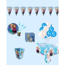 Evabrite Frozen Elsa Doğum Günü Parti Seti - Kız Çocuk Doğum Günü Süsleri 32 Kişilik