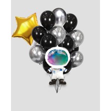 Evabrite Uzay Astronot Konsept Folyo Balon Seti - Yıldız Folyo Doğum Günü Parti Seti