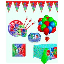 Evabrite Pijamaskeliler 16 Kişilik Doğum Günü Parti Malzemeleri Seti | Pj Masks Konsept
