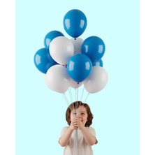 Evabrite 12INC Büyük Boy Beyaz Mavi Renk Balon Yüksek Kalite 100 Adet - Doğum Günü Parti Süsü