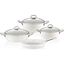 Mena Rise TAC-3450 Gravita Döküm 7 Prç Tencere Seti, Beyaz