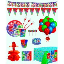 Evabrite Pijamaskeliler 16 Kişilik Doğum Günü Parti Malzemeleri Seti | Pj Masks Masa Süsleri