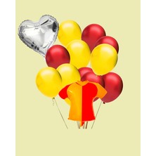 Evabrite Taraftar Sarı Kırmızı Forma Şekilli Folyo Balon Seti - Kalp Doğum Günü Parti Seti