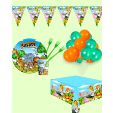 Evabrite Safari Temalı 32 Kişilik Doğum Günü Parti Seti - Safari Konsept Parti Süsleri