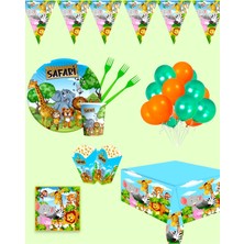 Evabrite Safari Temalı Doğum Günü Parti Seti 32 Kişilik - Çocuklara Özel Parti Süsleri