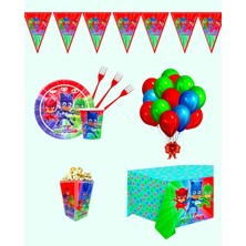 Evabrite Pijamaskeliler 16 Kişilik Doğum Günü Parti Malzemeleri Seti | Doğum Günü Süsleri