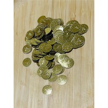 öztürk Ince Metalik Kaplama Tuğra Plastik Pul 16MM. Tahmini 150-160 Adet Civarı. Gold.