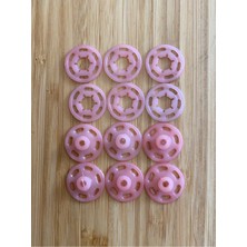 Kartopu Dikmeli Plastik Çıtçıt 21MM 6'lı Paket (6 Çift)  Renk: Pembe.