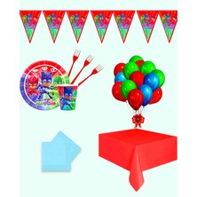 Evabrite Pijamaskeliler 8 Kişilik Doğum Günü Parti Seti - Pijamaskeliler Konsepti Parti Süsü