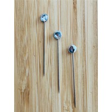 öztürk Taşlı Şal Eşarp Iğnesi. 38MM. 3'lü Paket. Gümüş.