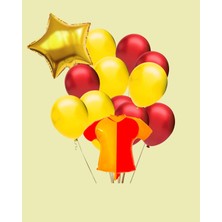Evabrite Taraftar Sarı Kırmızı Forma Şekilli Folyo Balon Seti - Yıldız Folyo Doğum Günü Parti Seti