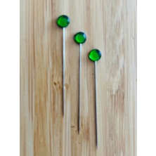 öztürk Taşlı Şal Eşarp Iğnesi. 38MM. 3'lü Paket. Yeşil.