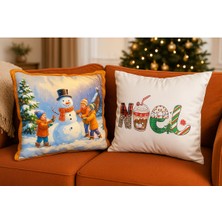 Limon Soft Çift Tarafı Baskılı Candy Christmas Desenli 2'li Set Kadife Kırlent Kılıfı Yılbaşı - Noel