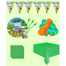 Evabrite Safari Temalı 16 Kişilik Doğum Günü Parti Seti - Safari Konsept Parti Süsü