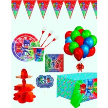 Evabrite Pijamaskeliler 24 Kişilik Doğum Günü Parti Malzemeleri Seti | Pj Masks Konsept Parti Süsü