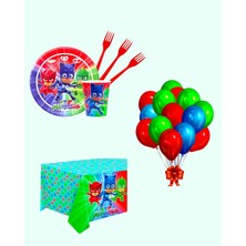 Evabrite Pijamaskeliler 32 Kişilik Doğum Günü Parti Malzemeleri Seti | Pj Masks Parti Süsleri