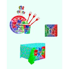 Evabrite Pijamaskeliler 16 Kişilik Doğum Günü Parti Malzemeleri Seti | Doğum Günü Parti Masa Süsleri