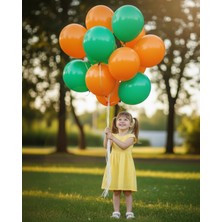 Evabrite 12INC Büyük Boy Turuncu Yeşil Renk Balon Yüksek Kalite 100 Adet - Doğum Günü Parti Süsü