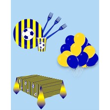 Evabrite Sarı Lacivert Parti Seti - Çocuklara Özel Taraftar Temalı Doğum Günü Konsepti 24 Kişilik Set