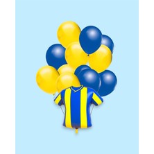 Evabrite Taraftar Sarı Lacivert Forma Şekilli Folyo Balon Seti - Folyo Balon Doğum Günü Parti Seti