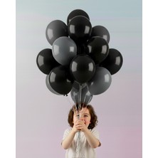 Evabrite 12INC Büyük Boy Siyah Gri Renk Balon Yüksek Kalite 10 Adet - Doğum Günü Parti Süsü