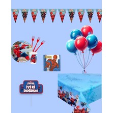 Evabrite Örümcek Adam 24 Kişilik Doğum Günü Parti Seti - Örümcek Adam Konsepti Parti Süsleri