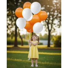 Evabrite 12INC Büyük Boy Turuncu Beyaz Renk Balon Yüksek Kalite 30 Adet - Doğum Günü Parti Süsü