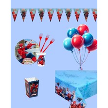 Evabrite Örümcek Adam 32 Kişilik Doğum Günü Parti Seti -Örümcek Adam Konsepti Parti Süsleri