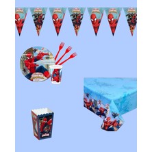 Evabrite Örümcek Adam Doğum Günü Parti Seti - Erkek Çocuk Parti Süsleri 16 Kişilik - Doğum Günü Parti Süsü