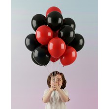 Evabrite 12INC Büyük Boy Kırmızı Siyah Renk Balon Yüksek Kalite 5 Adet - Doğum Günü Parti Süsü