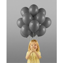 Evabrite 12INC Büyük Boy Gri Renk Balon Yüksek Kalite 5 Adet - Doğum Günü Parti Süsü