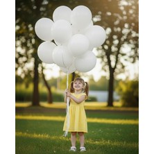 Evabrite 12INC Büyük Boy Beyaz Renk Balon Yüksek Kalite 10 Adet - Doğum Günü Parti Süsü