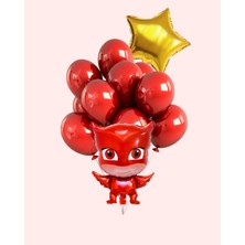 Evabrite Pijamaskeliler Folyo Balon Seti - Baykuş Kız -Yıldız Folyo Doğum Günü Parti Seti