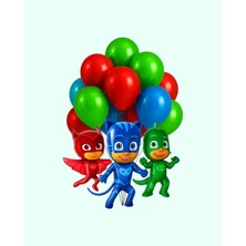 Evabrite Pijamaskeliler Folyo Balon Seti - Kedi-Baykuş-Kertenkele- Folyo Balon Doğum Günü Parti Seti