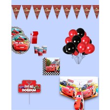 Evabrite Cars Arabalar Şimşek Mcqueen 24 Kişilik Doğum Günü Parti Seti - Cars Arabalar Konsept Parti Süsleri