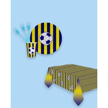 Evabrite Taraftar Sarı Lacivert 24 Kişilik Doğum Günü Parti Seti - Sarı Lacivert Taraftar Konseptli