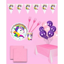 Evabrite Unicorn 8 Kişilik Set Doğum Günü Parti Malzemeleri