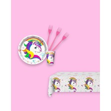 Evabrite Unicorn 8 Kişilik Doğum Günü Parti Seti - Unicorn Konseptli