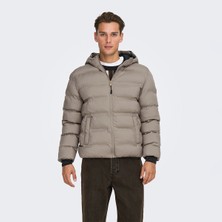 Only & Sons Only&Sons Union Seamless Life Puffer Erkek Bej Kapüşonlu Mont