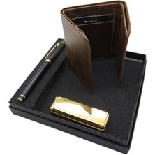 Kişiye Özel Set - Deri Kartlık + Çakmak + Roller Kalem Seti | Kalem + Hakiki Deri Cüzdan ve Çakmak | Isme Özel Hediyelik Set