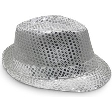 Shopwave Disko Star Gümüş Payetli Fötr Şapka Yetişkin Boy