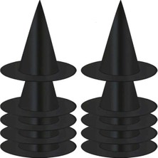 Shopwave 8 Adet Siyah Cadı Şapkası – Yetişkin ve Çocuk Kostüm Aksesuarı Polyester