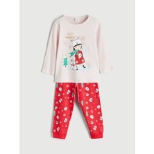 Lc Waikiki Yeni Sezon Bisiklet Yaka Yılbaşı Temalı Kız Çocuk Pijama Takımı