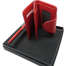 Signator D253 Kişiye Özel Set - Kırmızı Deri Cüzdan Kartlık + 32GB USB Bellek + Kalem Seti | Isme Özel Hediyelik Set