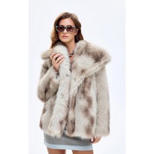 Quzu Kruvaze Yaka Kürk Kaban