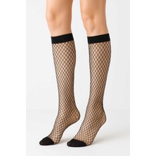 Düven Siyah File Dizaltı Çorap - Kadın Pantolon Çorap