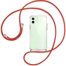 Mena Rise Iphone 12 Uyumlu Kılıf Boyun Omuz Askılı Ipli Anti Şok Köşe Korumalı Şeffaf Silikon Kmp