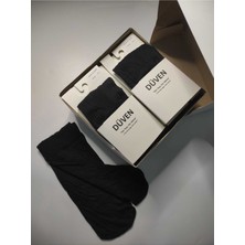 Düven 12'li Kadın Siyah Orta Kalın Mevsimlik Muz 40 Den Soket Kısa Çorap ( 12 Piece Bobby Socks )