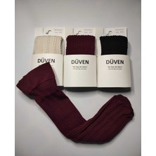 Düven 3'lü Paket Yumuşacık Dokusu Klasik Örgü Deseniyle Kalın Kışlık Renkli Dizaltı Çorap